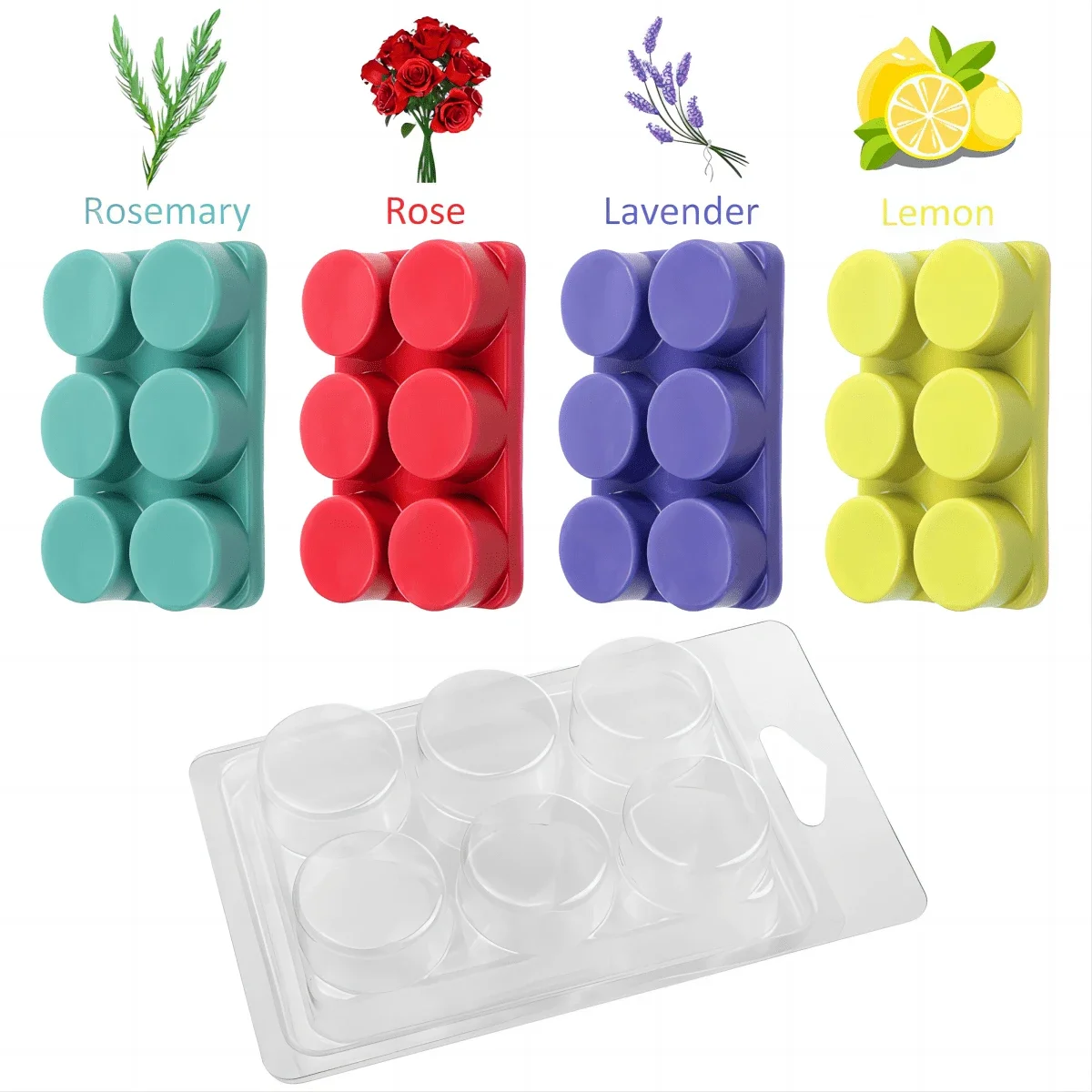 10pcs Wax Melt Mold, Wax Melt Clam Shell Mold, Square 6-Cavity Transparent Plastic Cube Tray, Used For Candle Making And Soap
