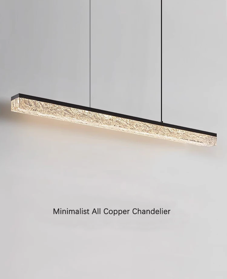 Italian minimalist restaurant chandelier Nordic high-end designer Copper minimalist dining table bar counter long strip lamp