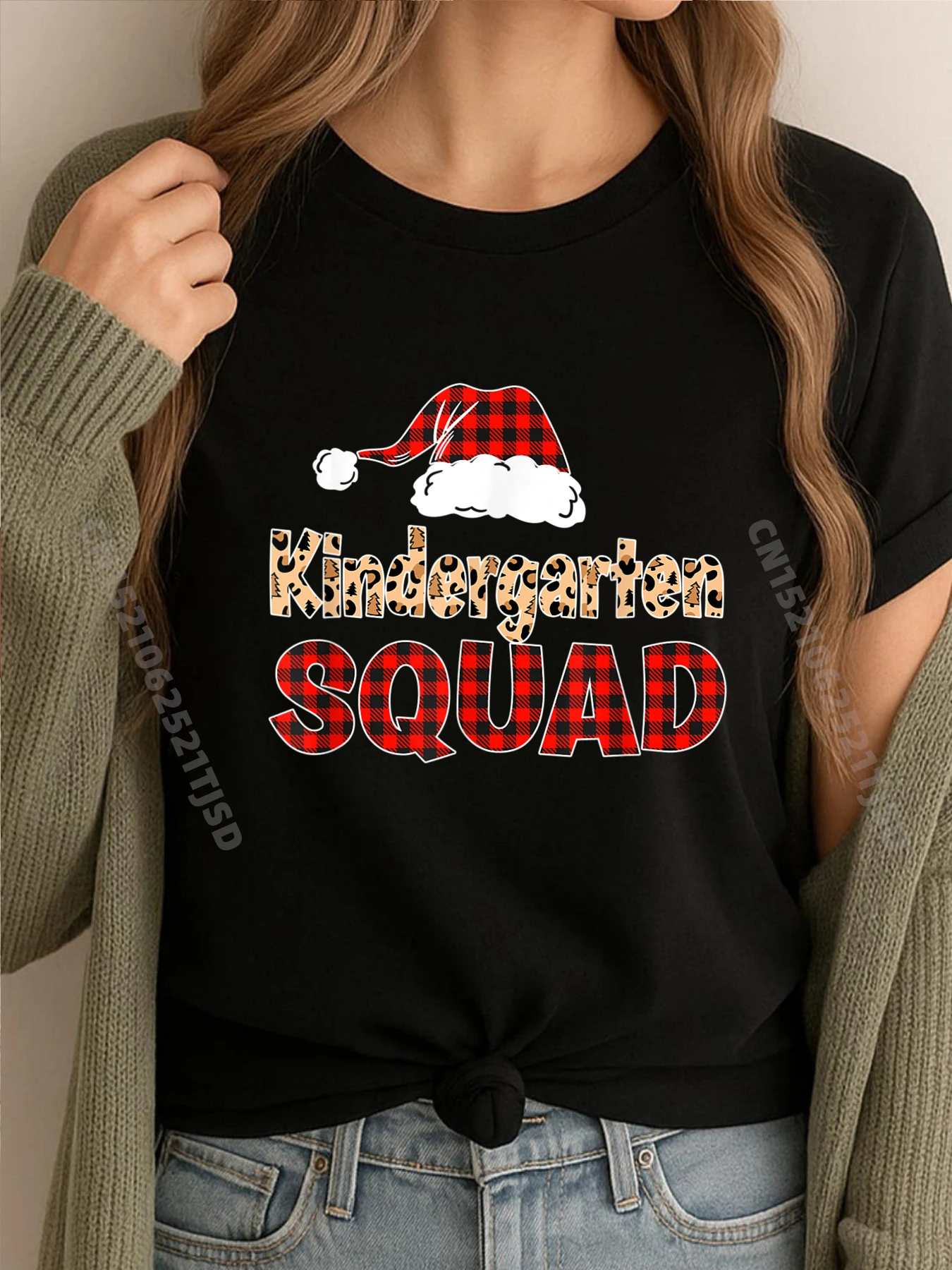 

Kindergarten Squad Group Matching Christmas Pajama Funny T Shirts Summer Men's Clothing 2025 Plus Size Vintage