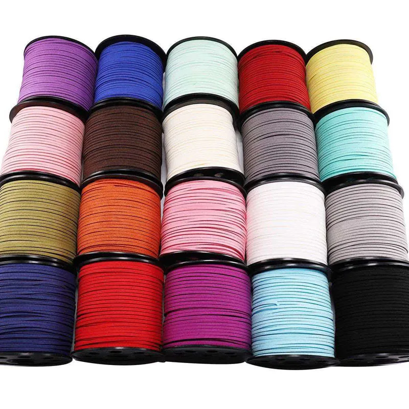 3mm 5m Flat Faux Suede Braided Cord Velvet Leather Handmade String For DIY Jewelry Making Needlework Supplies
