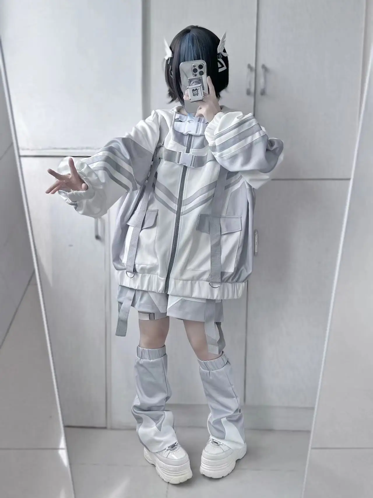 

Niche Designer Punk Mechanical Style Sports Loose Hooded Jacket