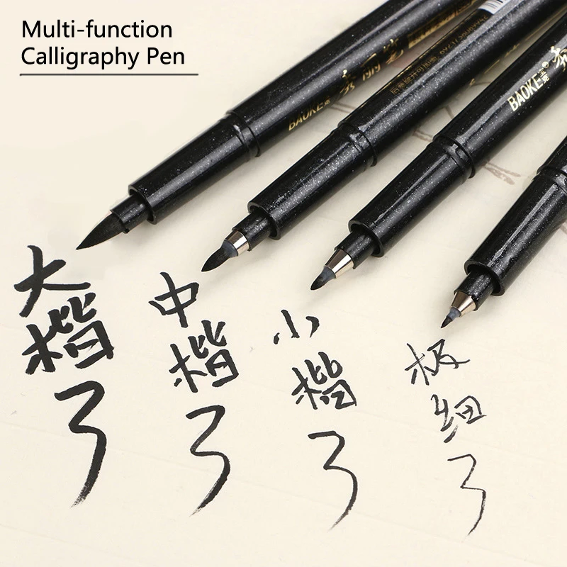 1 Piece Calligraphy Pen Thick Medium Small Ultra Felt Brush Tip Caligraphy Pens Black Permanent Ink Repeated Filling Markers Pen