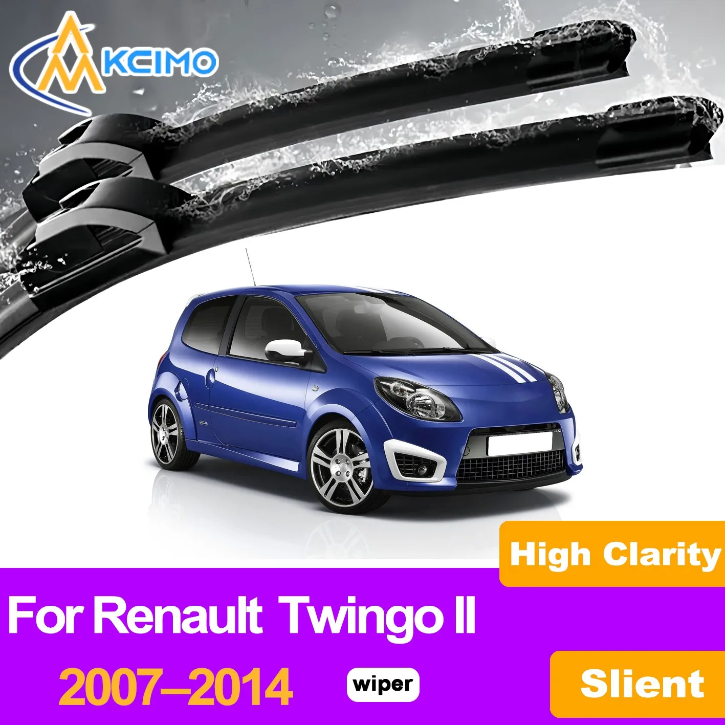 

KCIMO 2PCS Front Windshield Wiper Blades For Renault Twingo II 2007–2014, Reduced Wind Noise & Improved Efficiency Clear Vision