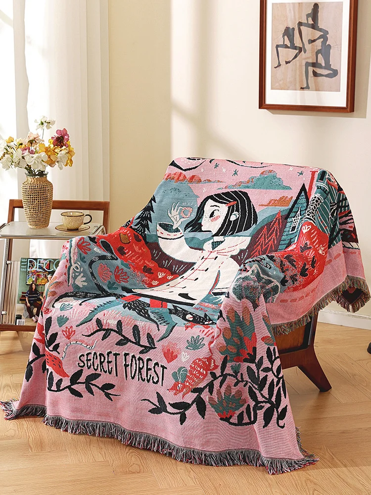

American Country Style Sofa Cover Dustproof Decorative Camping Air Conditioner Cover Blanket Outdoor Picnic Blanket Single