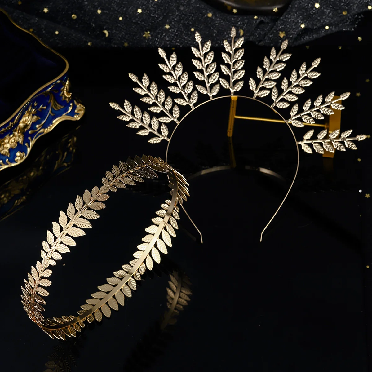 

Ретро Золотая Листья Корона Пара Греческая Богиня Корона Тиара Свадебные Аксессуары Для Волос Праздничные Женские Повязки