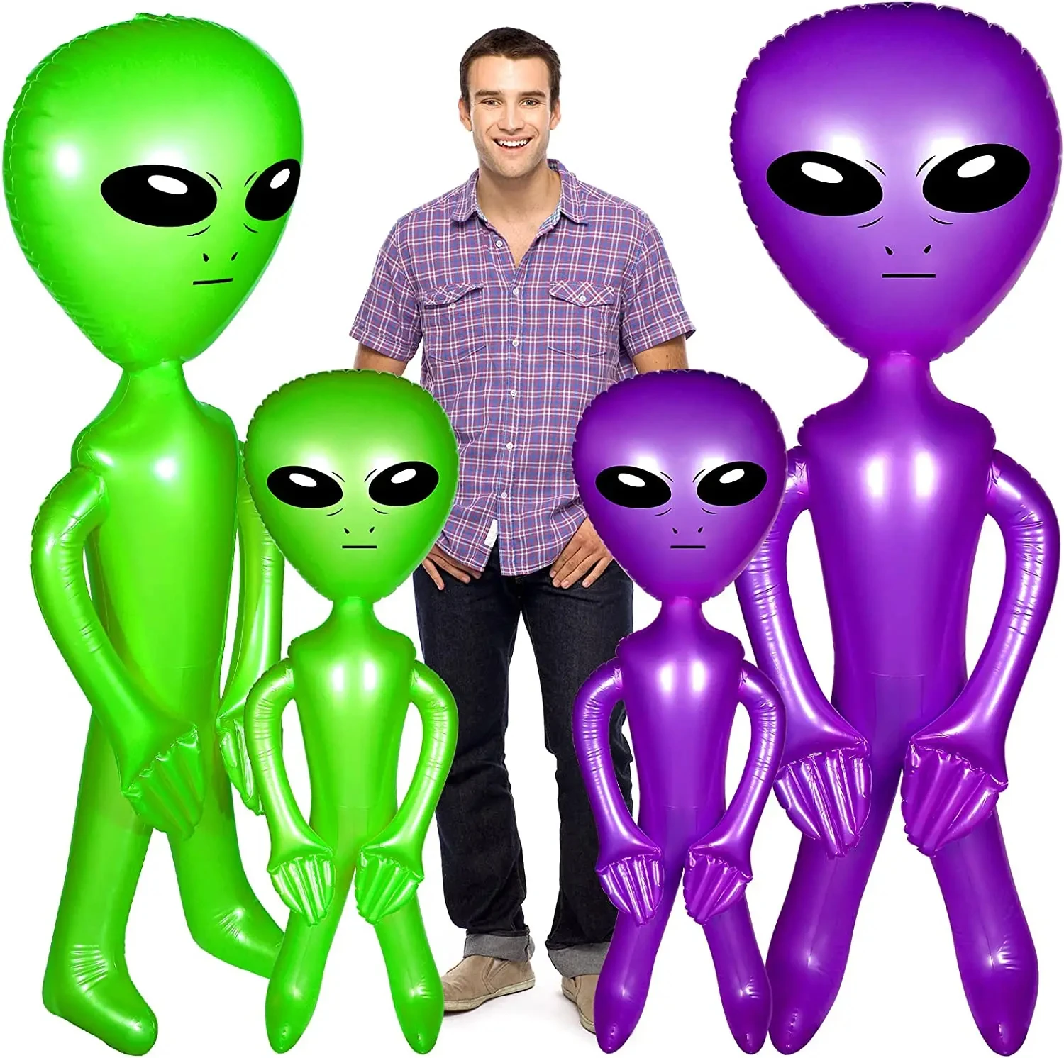 90cm UFO Alien Model Green Purple Blue Kids Adult Inflatable Toys Halloween Funny Cosplay Props UFO Birthday Party Supplies