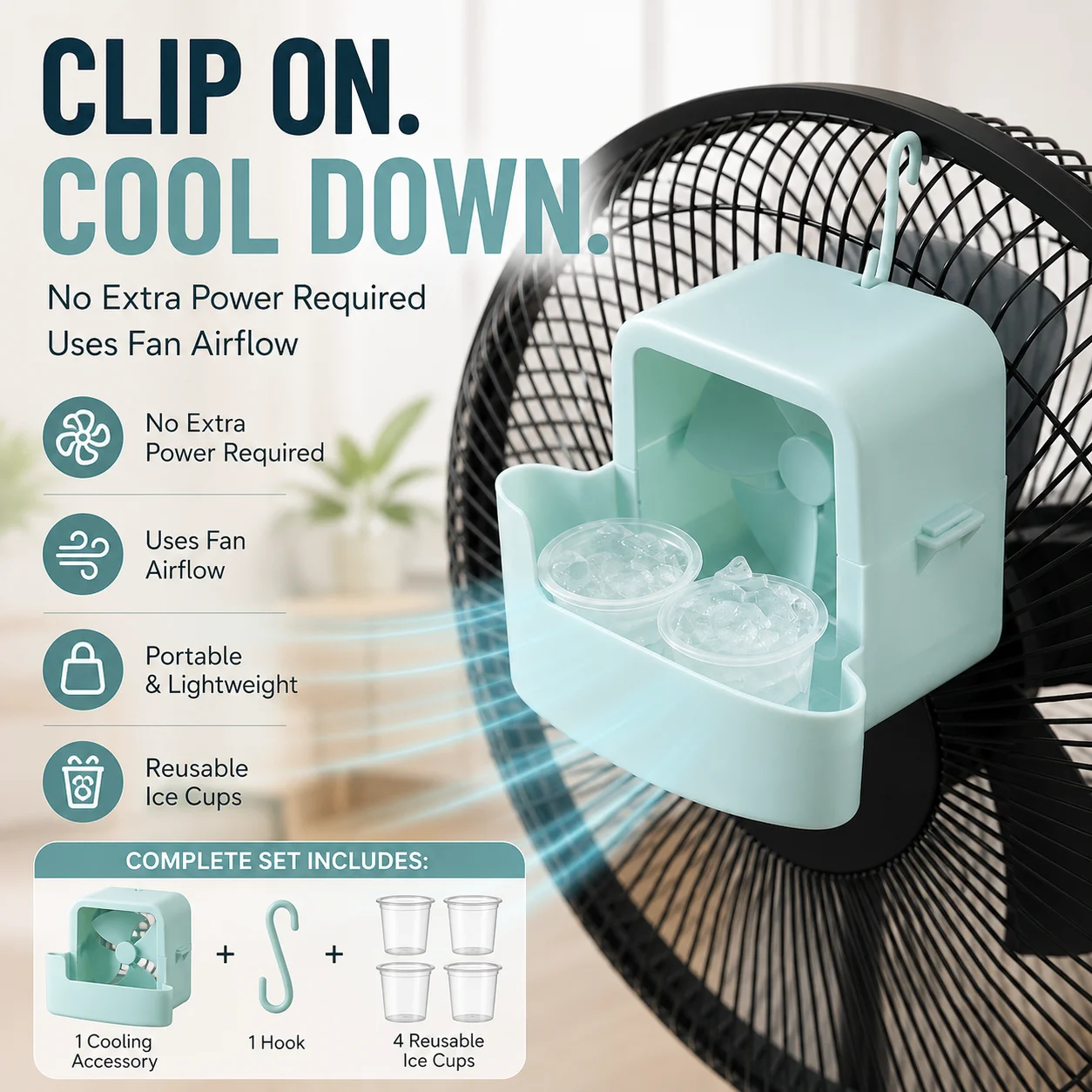 1 Portable Fan Cooler - Cooling Fan Suitable for Home, Office, and Outdoor Use, Relieving Summer Heat