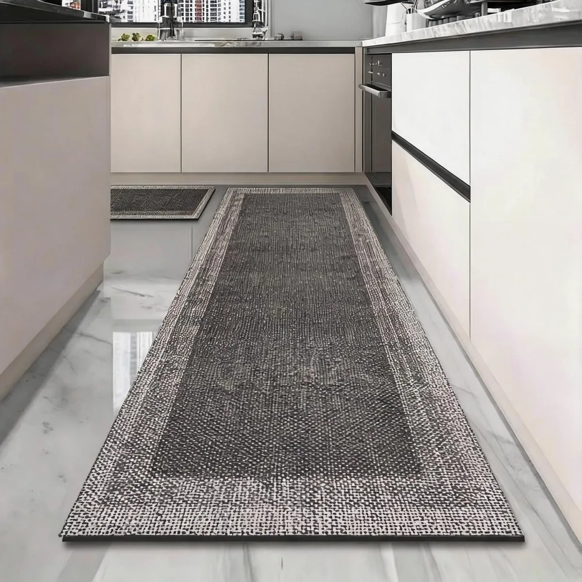Square Kitchen Floor Mat Diatomaceous Earth Stone Material Rubber Base Non Slip Absorbent Thick Rug for Dining Room