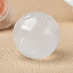 High Quality 30-35mm Natural Crystal Ball Calcite Quartz Energy Healing Stone Meditation for Home Decoration Free Wooden Stand