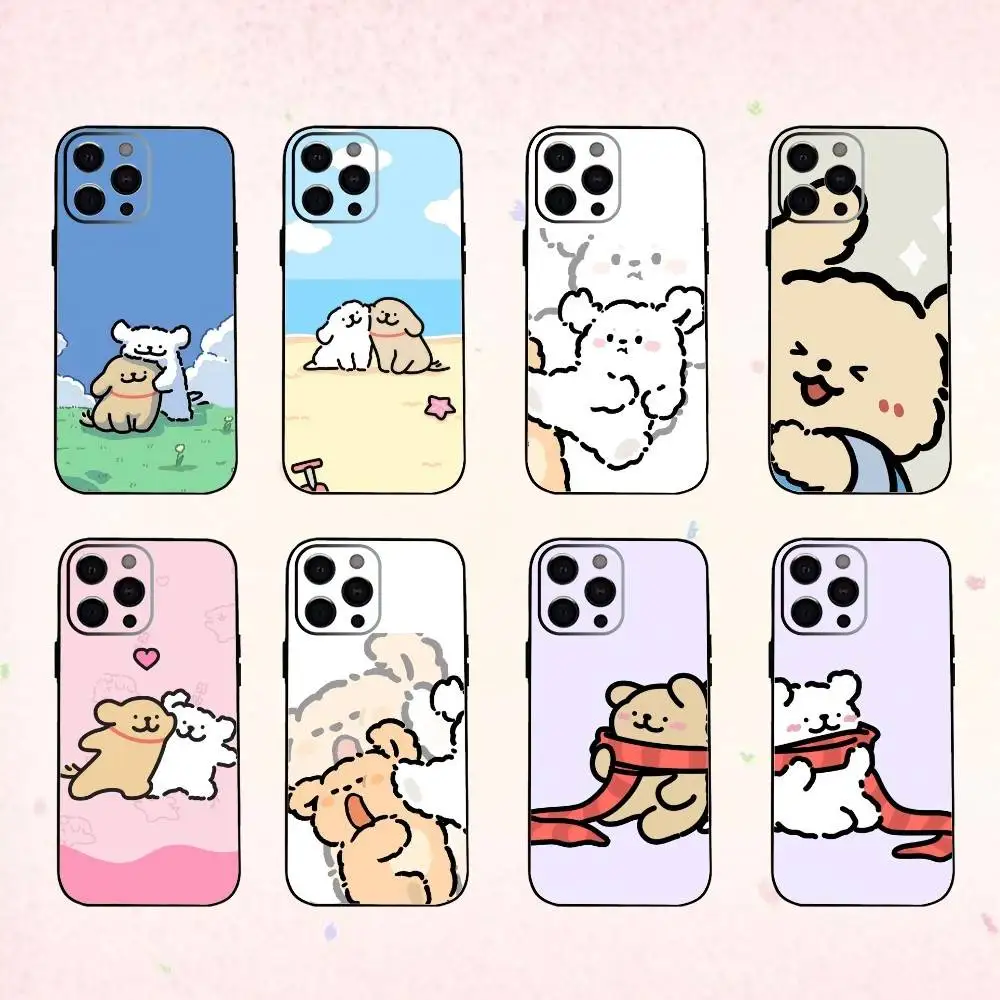 المالطية الكلب لطيف خط الجراء جراب هاتف سيليكون لينة آيفون 17 16 15 14 13 12 11 X XR زائد برو ماكس زائد