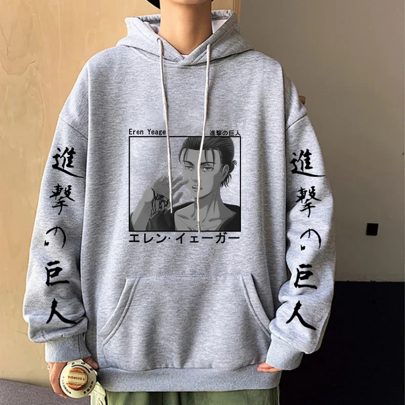 Mężczyźni Kobiety Anime Bluzy Attack On Titan Levi Shingeki No Kyojin Bluza z kapturem z nadrukiem Plus Size Harajuku Streetwear Pullover