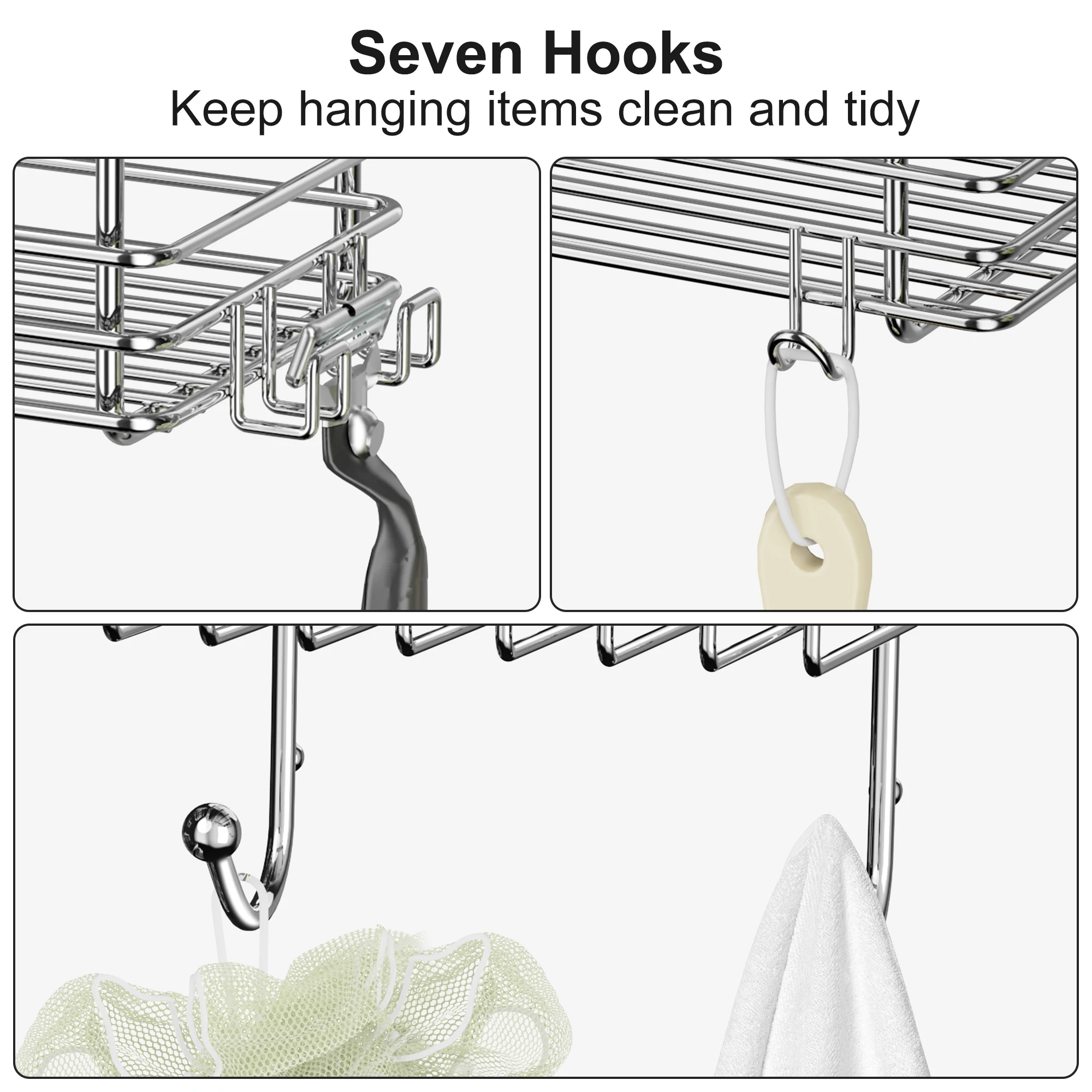 Toilet Storage Rack Bathroom Shelves Soap Holder Hooks No-Drill Wall Mounted Shower Bracket Kitchen Accessory Shampoo Organizer