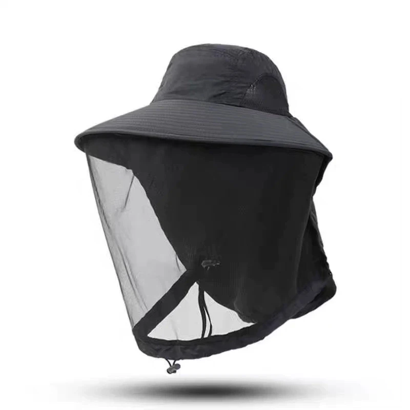New Outdoor Fisherman Hat Wide Brim Bucket Hat Mosquito Hat With Mesh Repellent  Bee Protection Men Sunscreen Fishing Cap