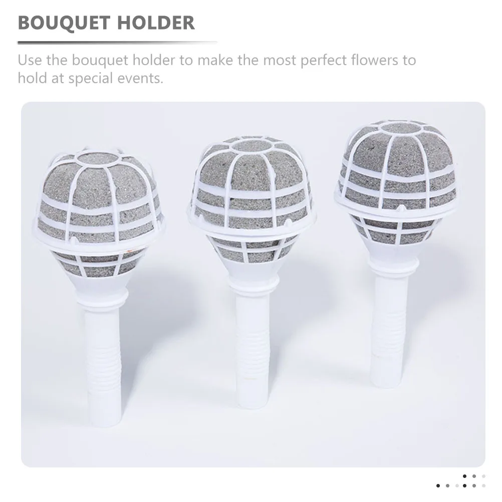 

3pcs Fresh Flower Support Base Wedding Bridal Bouquet Holder Floral Handle For Diy Flower Arrangements Supplies Plastic Bouquet