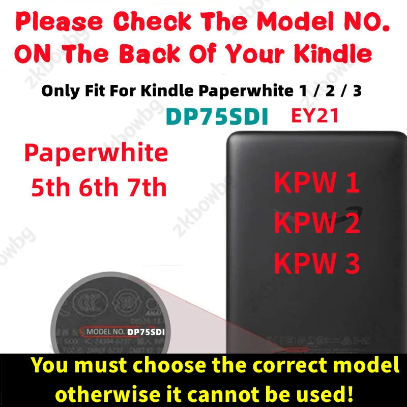 Solid Smart Case For Kindle Paperwhite 1 2 3 Model EY21 DP75SDI 2012 5th Gen 2013 6th 2015 7th Generation Auto Wake Sleep Cover