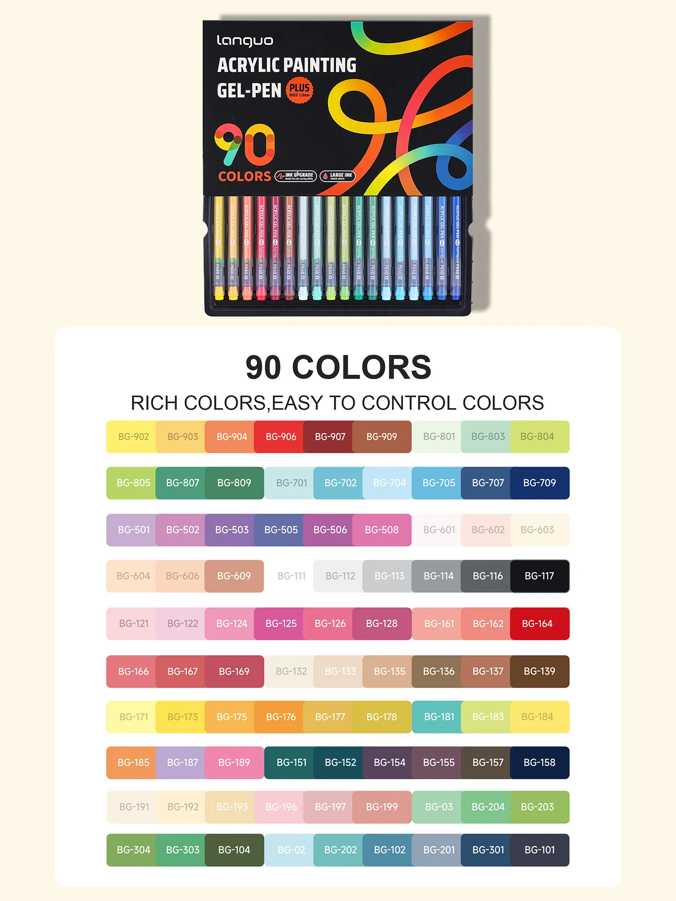 Languo 144/90/72/54/36 Farben Acryl-Malstift-Set Mehrfarbige Studenten-Handbuch-Stifte Zeichenmarker Schreibwaren ﻿ P650 – Detail 11