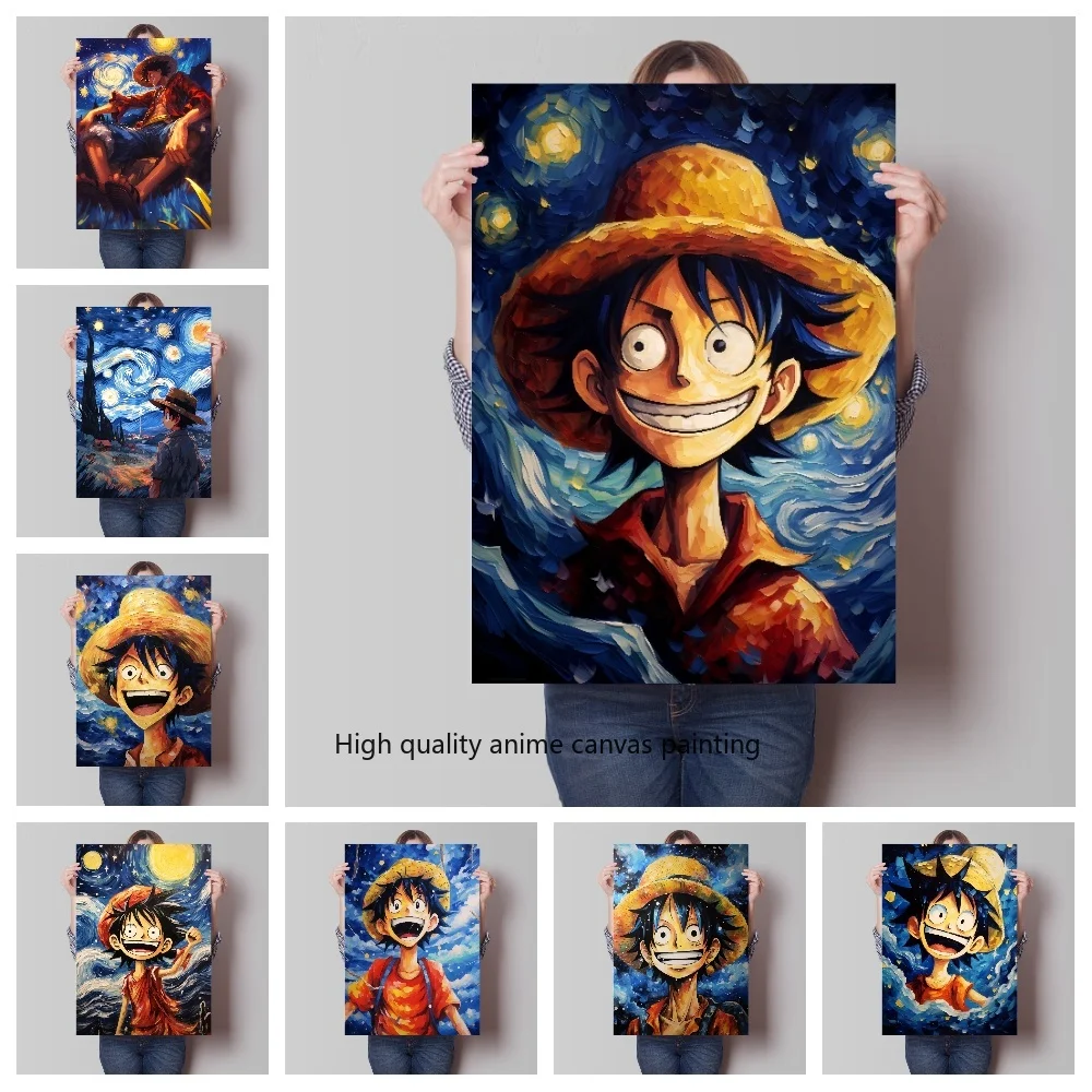 

One Piece Van Gogh Style Luffy Anime Canvas Painting Comic Poster Bar Home Aesthetic Wall Aesthetic Art Mural Decoration Gift