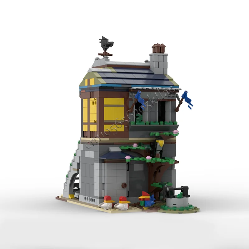 1051 個中世商人の家 MOC ビルディングブロックレトロ建築モデルディスプレイ装飾おもちゃ子供 Diy 組立ギフト