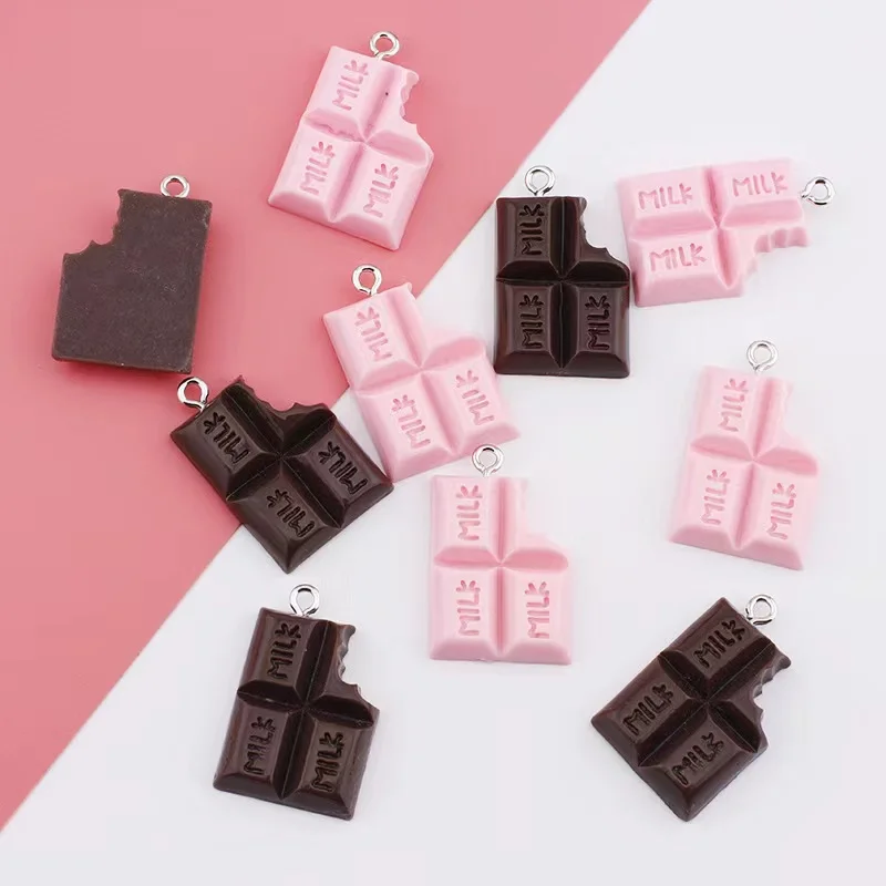 10Pcs 18*28mm Cute Chocolate Resin Accessories Charms Pendants Handmade  Jewelry DIY Earring Necklace Keychain