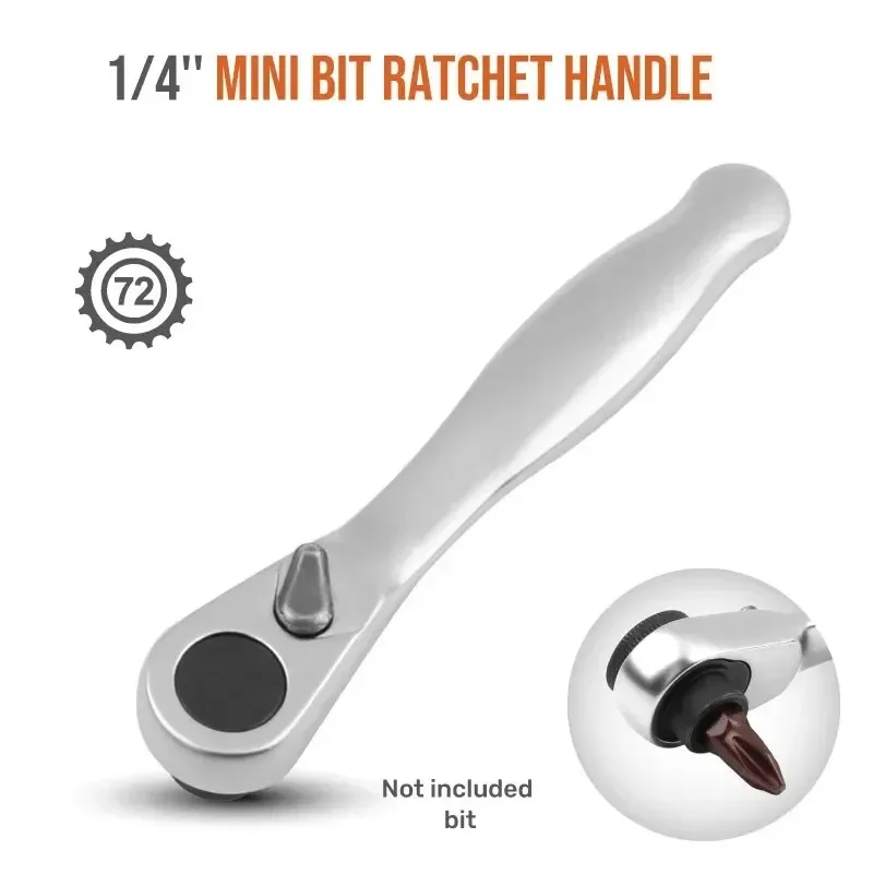 1/4" Mini Ratchet Handle with 72 Tooth Quick Release Socket Wrench - High Carbon Steel, Adjustable, Manual Operation Amagi image 3