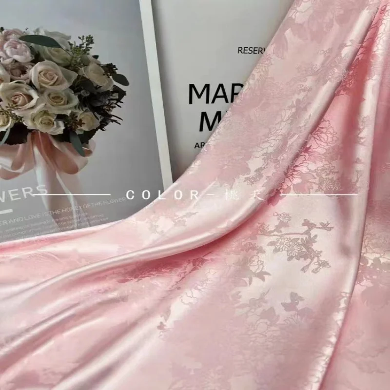 Имитация шелковой лозы, жаккардовая ткань с темным узором, имитация уксусной кислоты, рубашка с лямкой на шее Ципао, юбка с конским лицом, ткань для одежды ханьфу