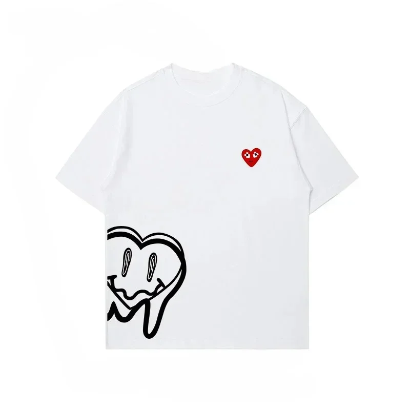 

2025 Japanese Fashion Brand Pattern Printed Cotton Short Sleeve T-shirt Street Style Breathable Couple Top in Pure Cotton