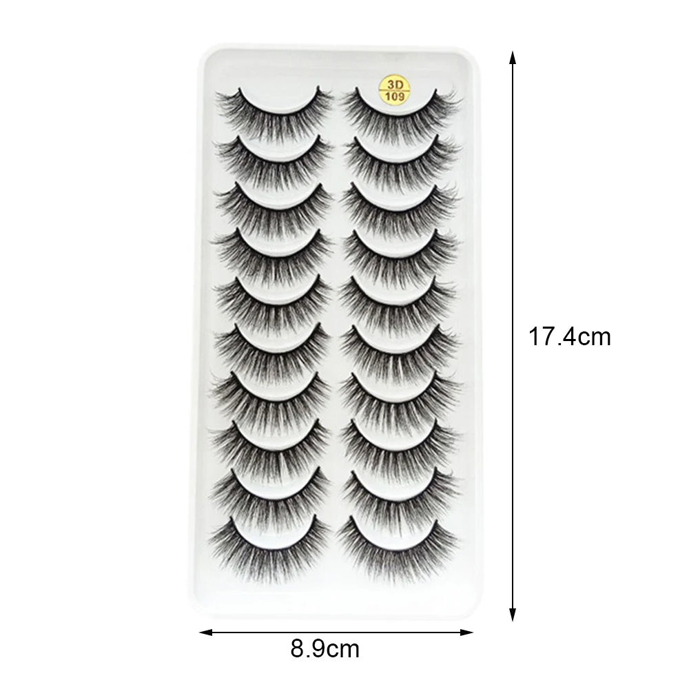 10 paires 3D Extensions de cils moelleux faux cils Volume cils longs épais faux cils pour femmes filles bricolage maquillage