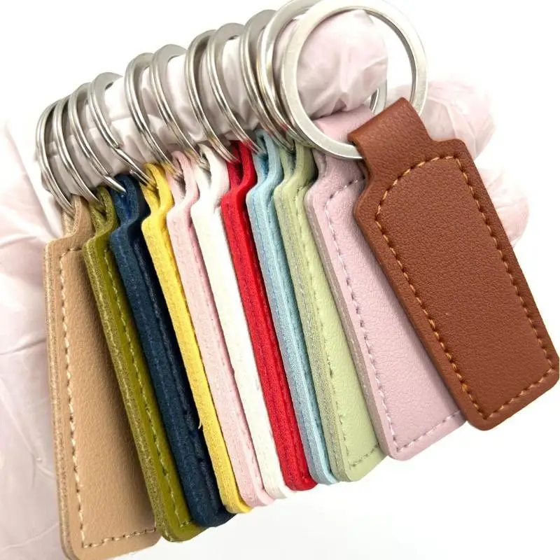 Einfacher Schlüsselanhänger aus PU-Leder, einfarbig, Mini-Schlüsselhalter, Taschenanhänger, Dekoration für Autoschlüssel, Handtasche, DIY-Charms, Geschenk – Detail 4