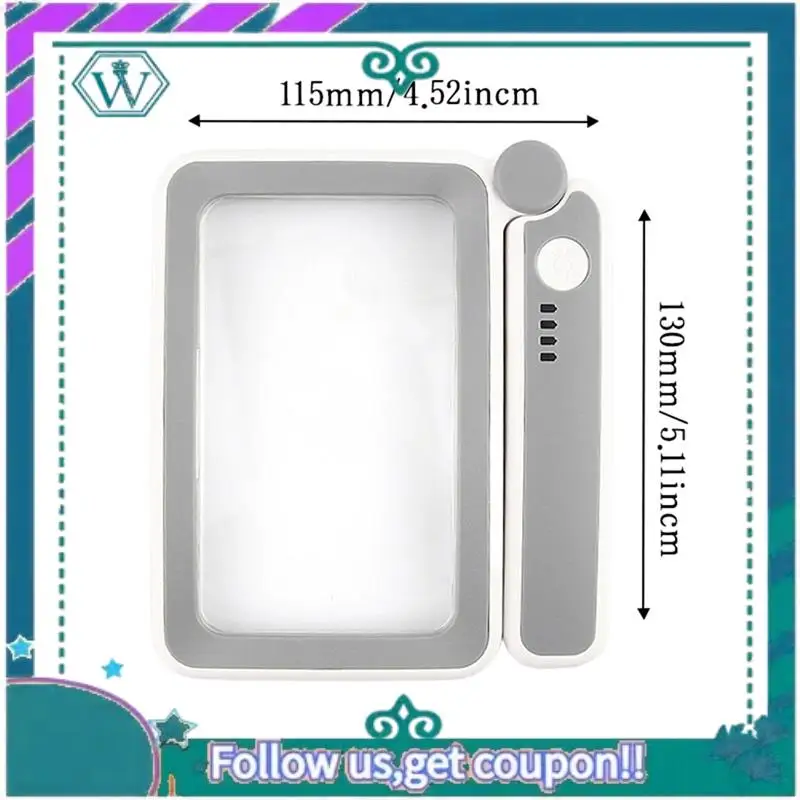 Magnifying Glass With Light Reading Gifts Accessories Rechargeable LED Page Magnifier 4X For Book Lovers Handheld Vision Aids