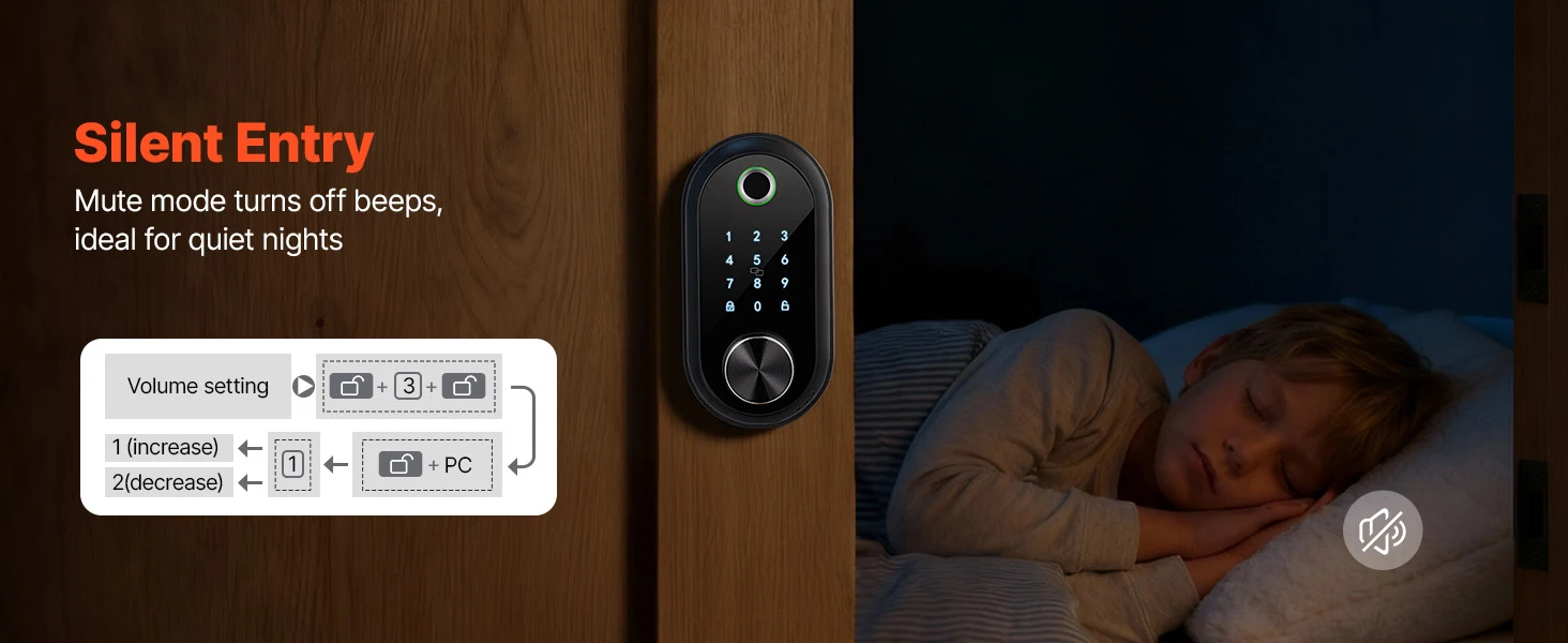 SucceBuy Fingerprint Door Lock Electronic Biometric Deadbolt with Touchscreen Auto Locking Anti-Peeking Password for Apartment
