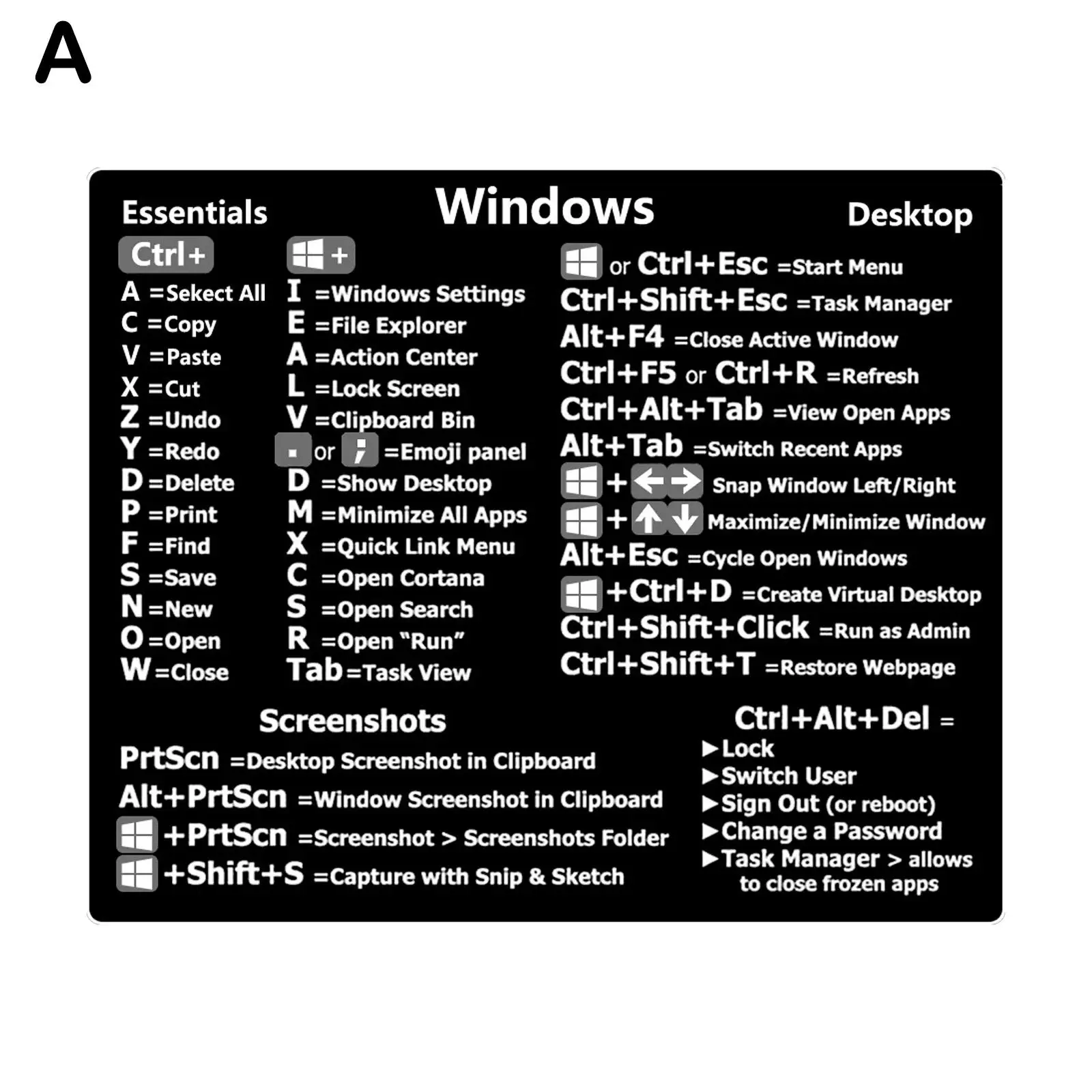 Hot! Windows PC Reference Keyboard Shortcut Sticker Adhesive For PC Laptop Desktop Shortcut Stickers for MAC Window Photoshop