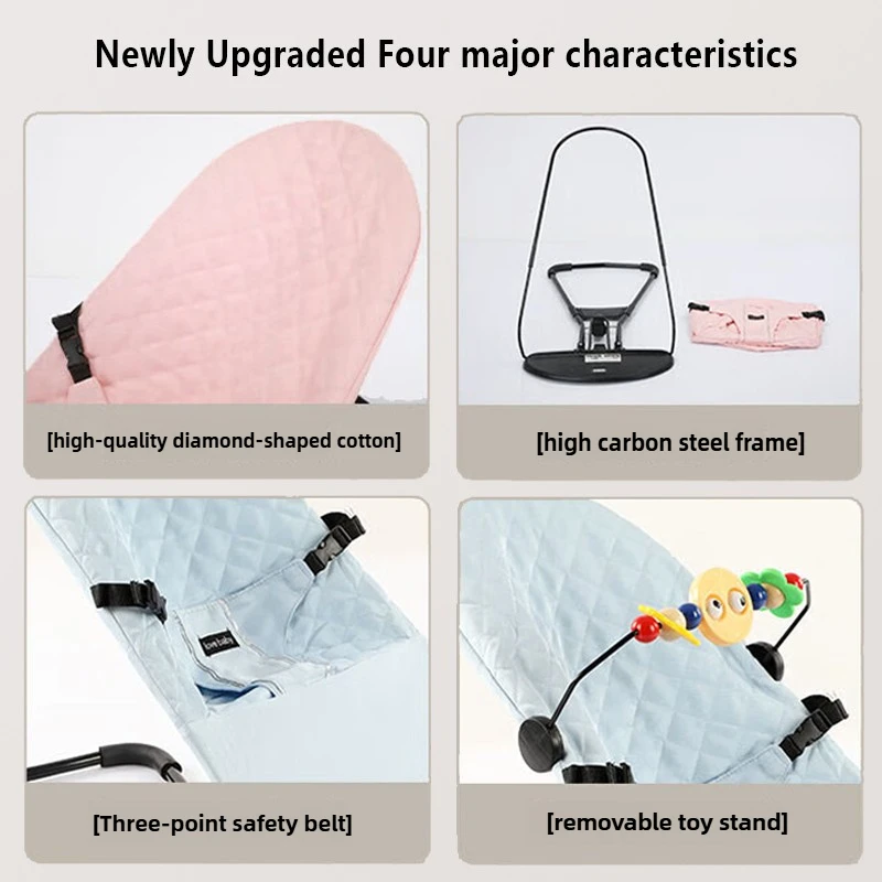 IMBABY Columpio plegable con balancín para bebé de varias altura para recién nacidos de 0 a 12 meses, hinchador ajustable con juguetes desmontables, lavable