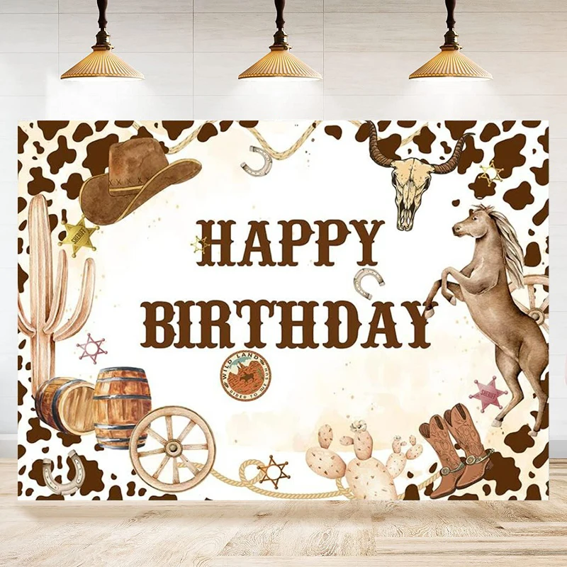 Western Cowboy Cactus Photography Backdrops Cowboy Birthday Party Background Birthday Party Decorations Banner