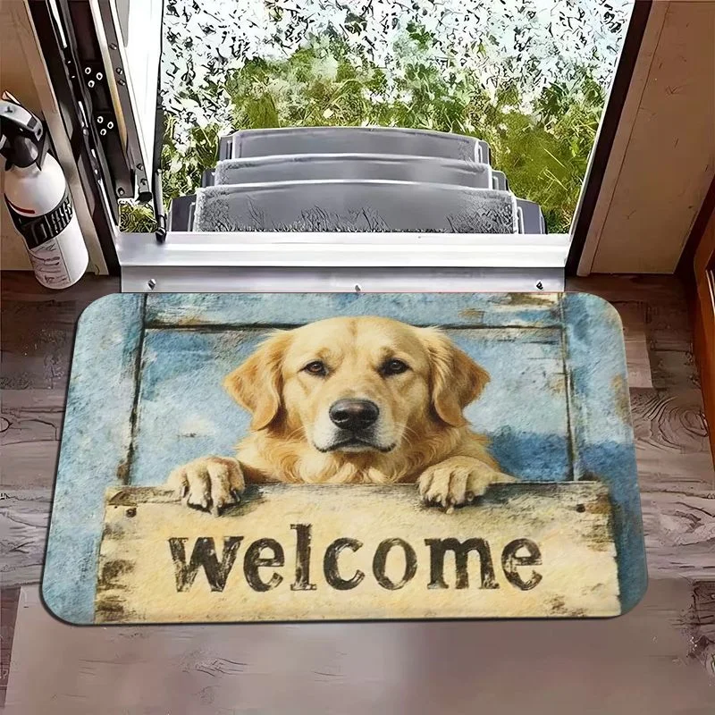 VIKAMA Retro Moss Stone Wall Illusion Door Mat, Non-Slip Entrance Rug for Foyer & Bathroom, 3D Nature Home Decor