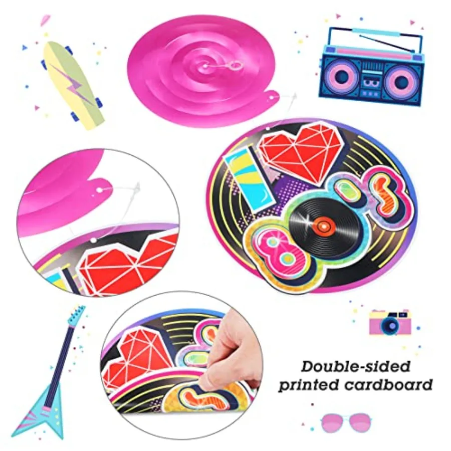 53 Pieces 80s Party Decorations Retro 1980s Hip Hop Party Hanging Swirls Ceiling Decor for Adults Back to The 80s 1980s Throwba
