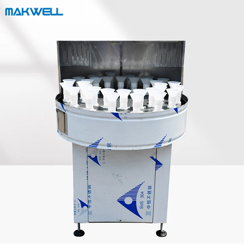 

MAKWELL Semi Automatic Bottle Flushing Machine Small Bottle Washing Machine 32 Head Disc Type Bottle Flushing Machine