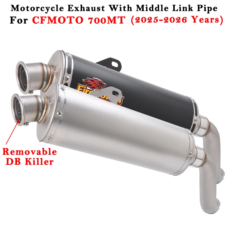 Slip On For CFMOTO 700MT 700 MT 2025 2026 Motorcycle Exhaust Escape Modified Muffler With Middle Link Pipe DB Killer