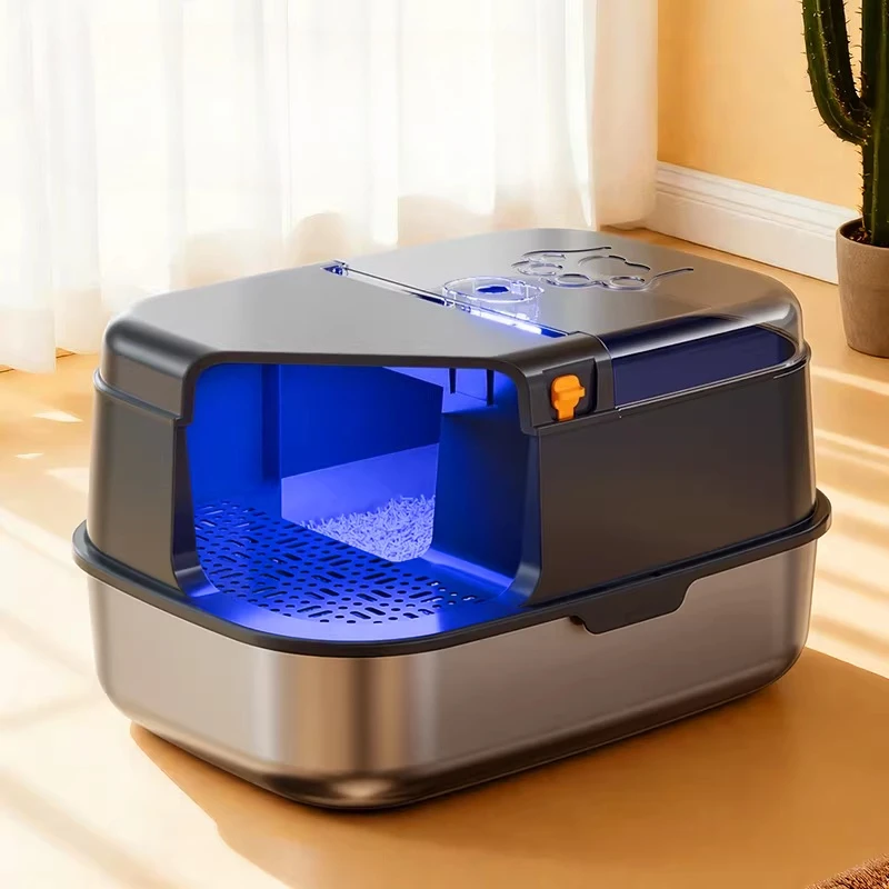 

Stainless Steel cat Hiding Litter Box Side Entrance Self-Cleaning cat Litter Box Training Sandbox Katzenklo Edelstahl Home Items