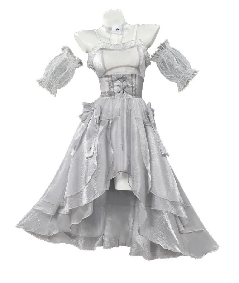 

Игра Nikke, платье принцессы для косплея, серое платье с аксессуарами, элегантная одежда, наряд для ролевых игр, полный комплект для женщин, тематическая вечеринка