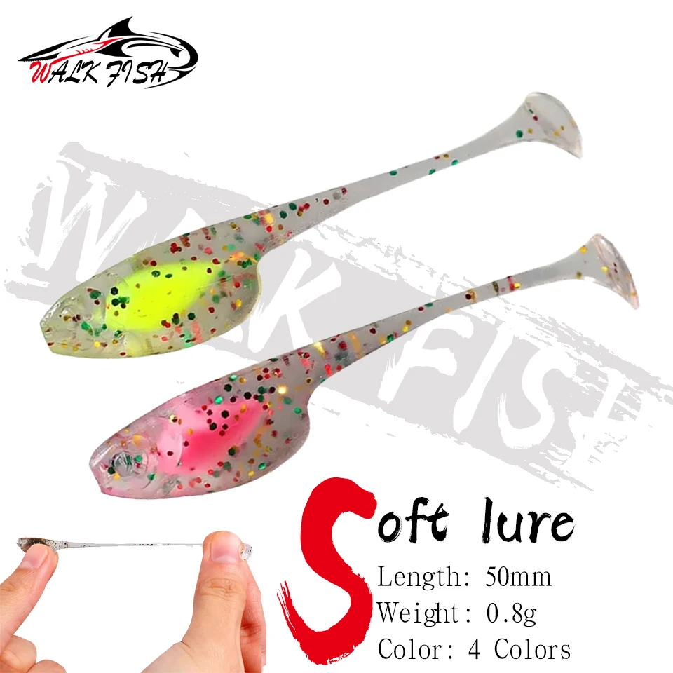 WALK FISH 12 Stück/Set TPE Weiche Wurm-Angelköder 5cm 0,8g Silikon-Köder Meeresfisch-Swimbait Maden Jigging Wobbler Forellen-Jigging