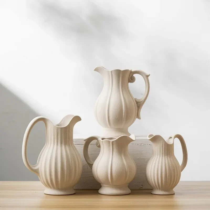 White Pot shaped Ceramic Vase Kettle Ceramic Vase Dual-use Irrigation And Watering European Minimalism