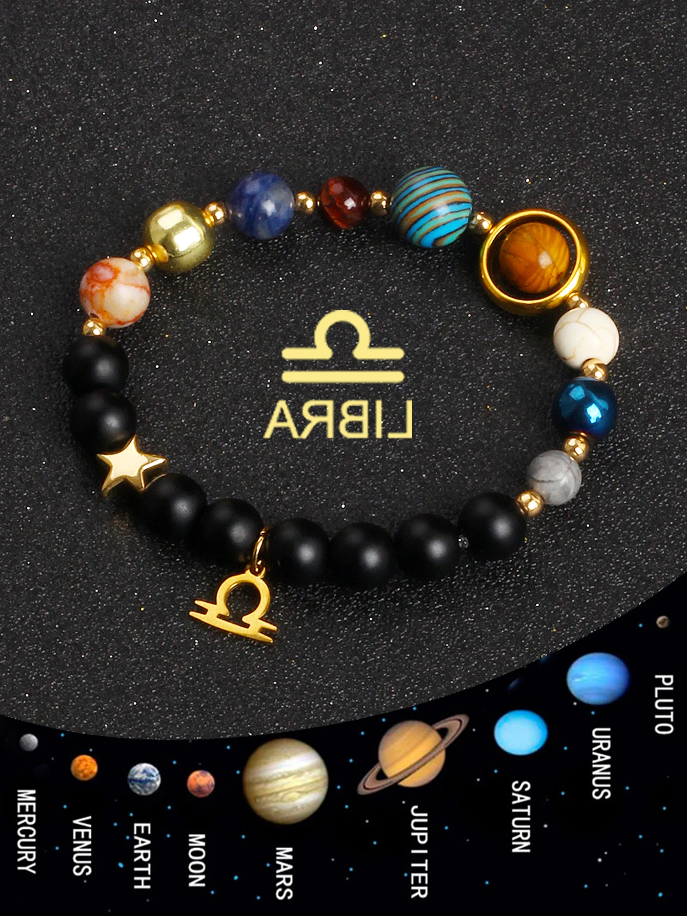 Eight Planets 12 Constellation Bracelets for Women Natural Stone Universe Galaxy Solar System Bracelets Libra Virgo Leo Jewelry