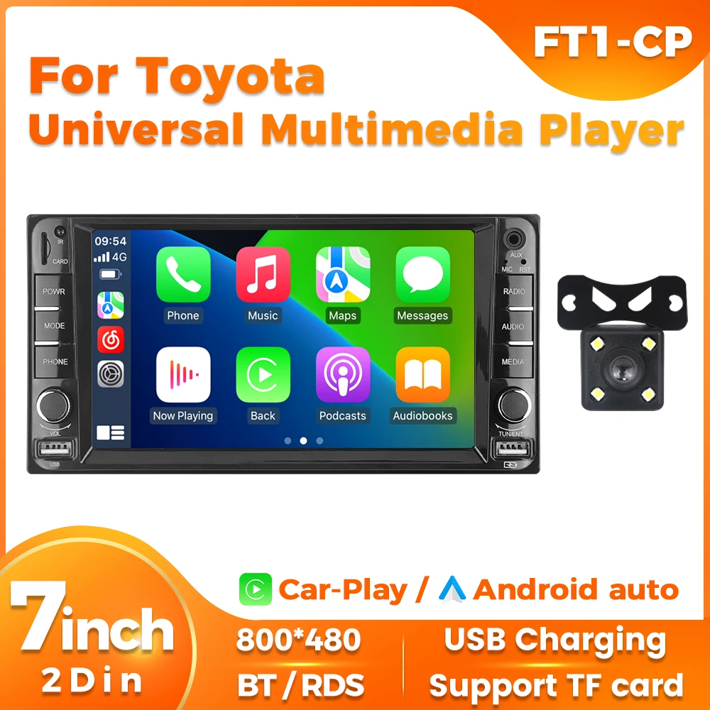 Navifly rádio do carro 2 din para rav4 corolla toyota vios coroa camry hiace pevia sem fio carplay auto gps multimídia player estéreo