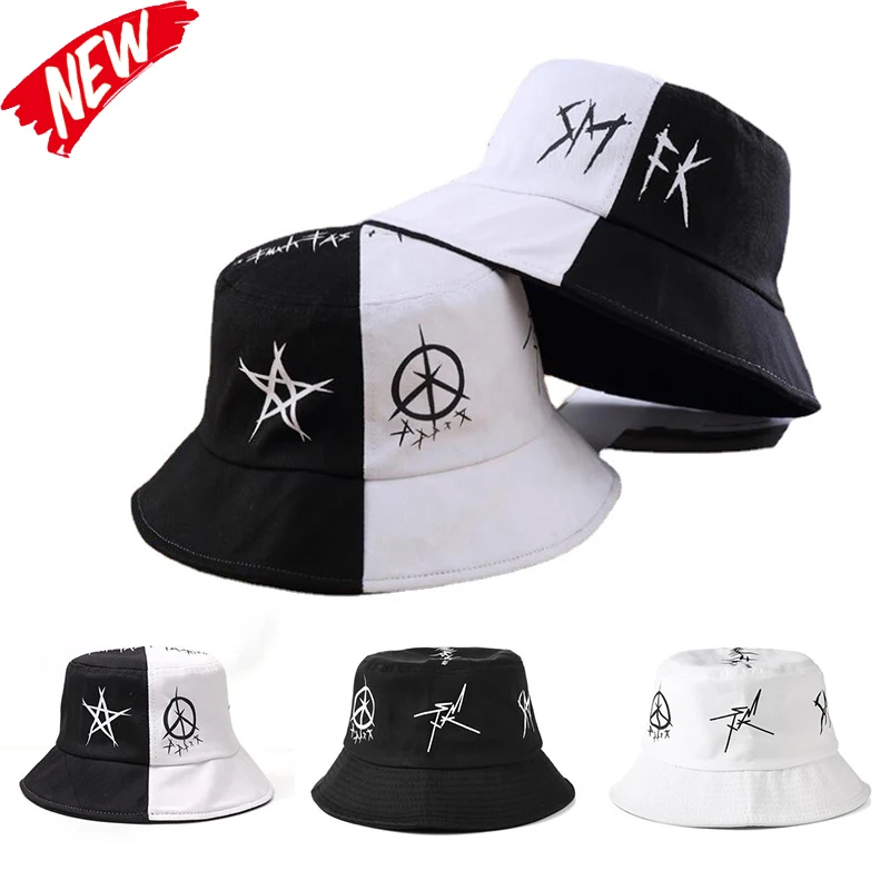 Fashion Graffiti Pentagram Bucket Hat Unisex Simple Bob Caps Hip Hop Gorros Men Women Panama Cap Beach Fishing Boonie Sunhat