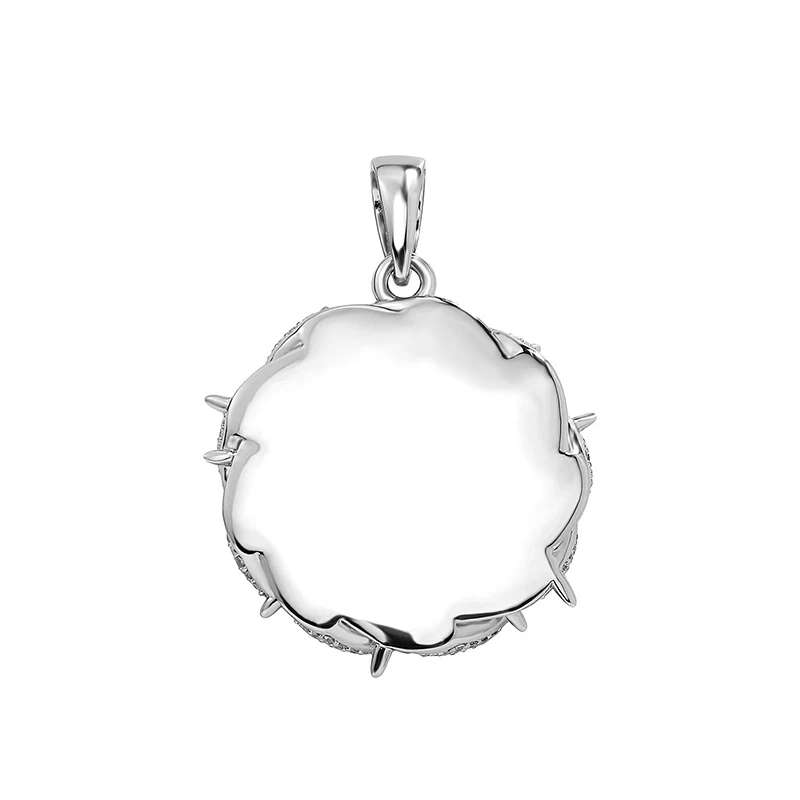 Hip Hop 5A+ CZ Stone Bling Iced Out Thorn Crown JESUS PIECE Round Pendant Necklace for Men Rapper Jewelry Gold Silver Color