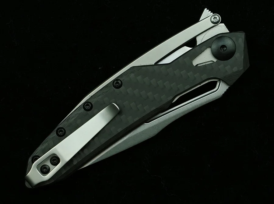 0990/0990CF #   Cuchillo plegable Mark 20CV, hoja de acero + mango de fibra de carbono Real, herramientas EDC de supervivencia para acampar al aire libre, caza, cocina