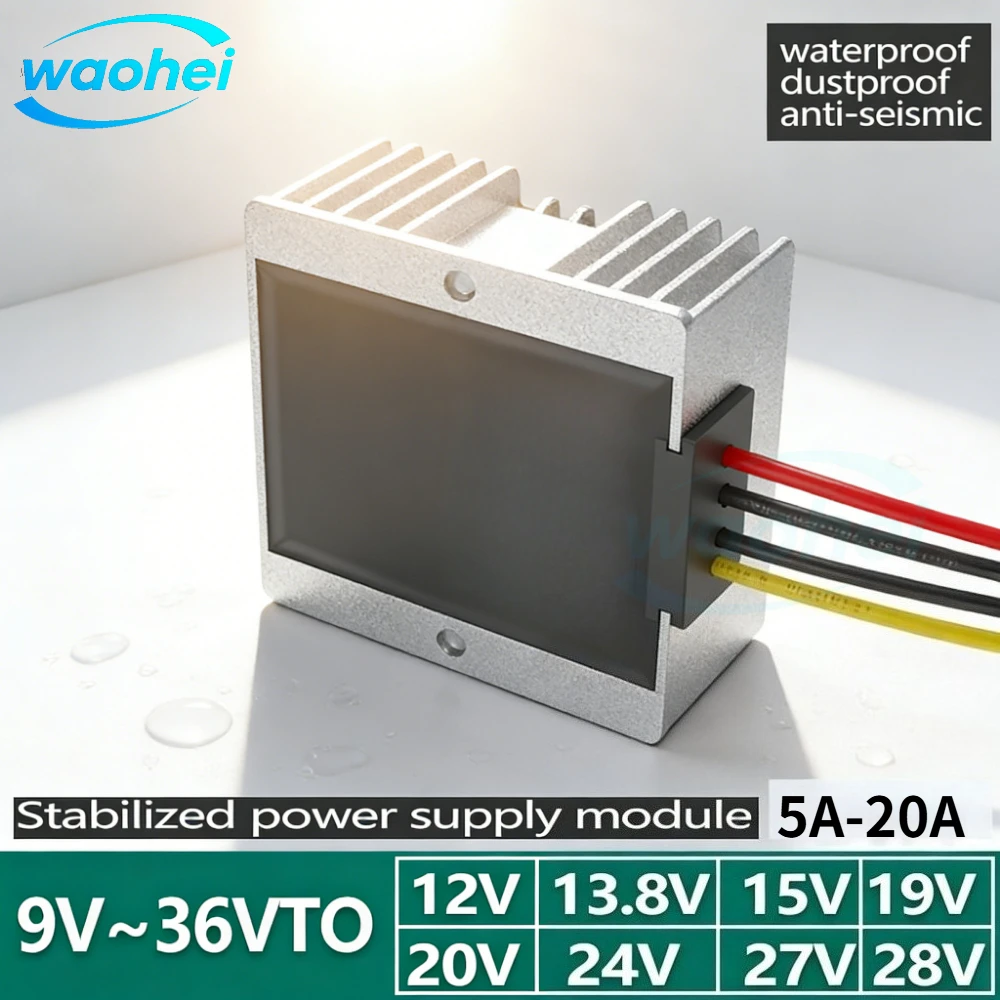 9V~36V to 12V 13.8V 15V 15A 19V 5A 20V 10A 24V 20A 28V DC DC Step-up and Step-down Converter LED Solar Car Regulated Power Suppl