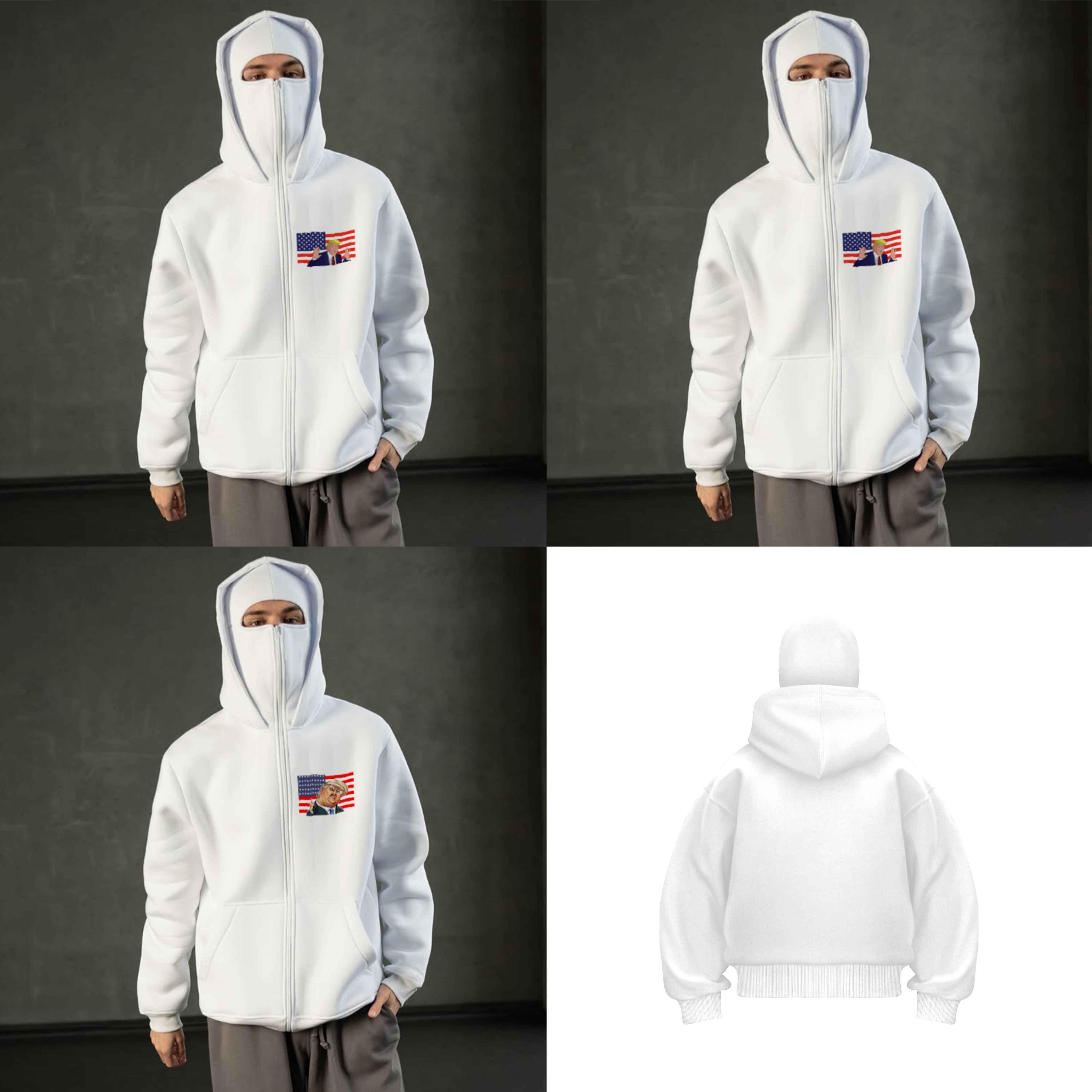 Ninja Mask Loose Wild Winter Windproof Hoodie Y2K Gothic Harajuku Double Hat Design Sportswear Winter New Women's Pullover Coats