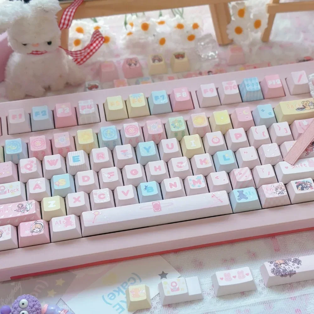 Cute Child Theme Keycap 128 Keys Cherry/MOA Profile PBT Thermal Sublimation Custom Keycap for Mechanical Keyboard Accessories