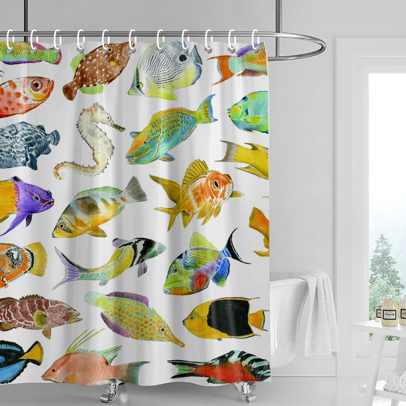 

Скандинавская минималистичная занавеска для душа с морской жизнью, водонепроницаемая занавеска для ванной комнаты, ванны, украшение для дома 180x180 см